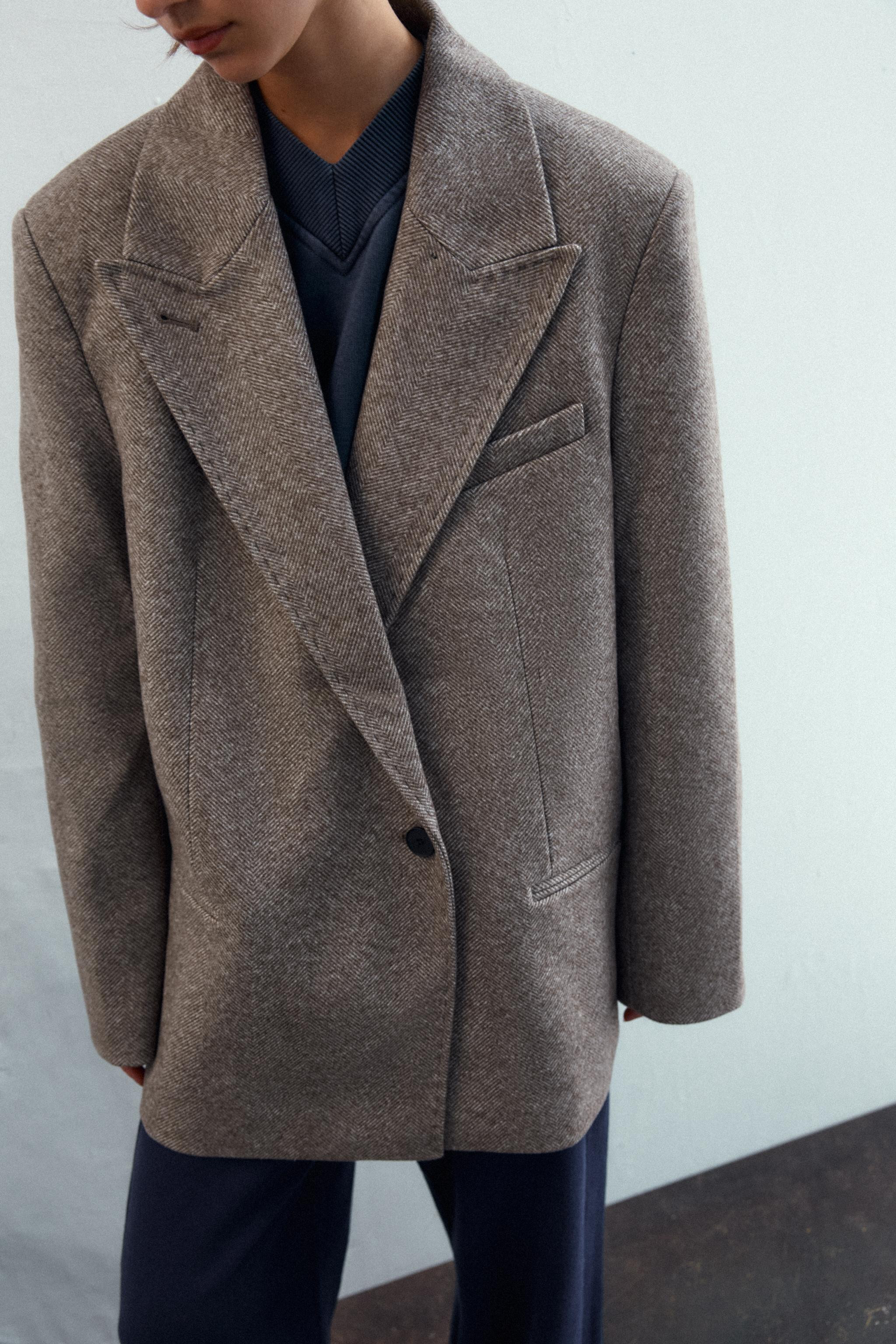 HERRINGBONE BLAZER WITH SHOULDER PADS | Zara UK