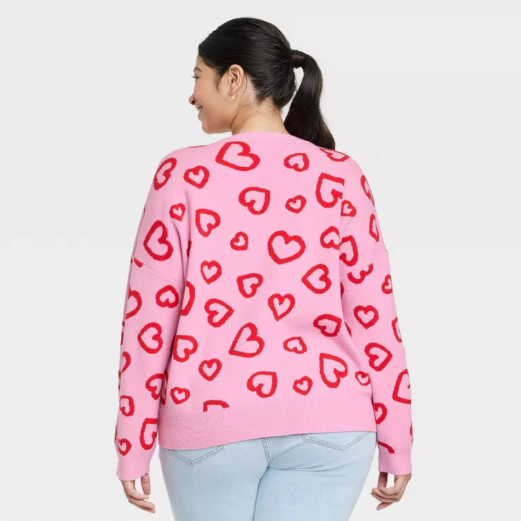 Women's Valentine's Day Graphic Cardigan - Pink | Target
