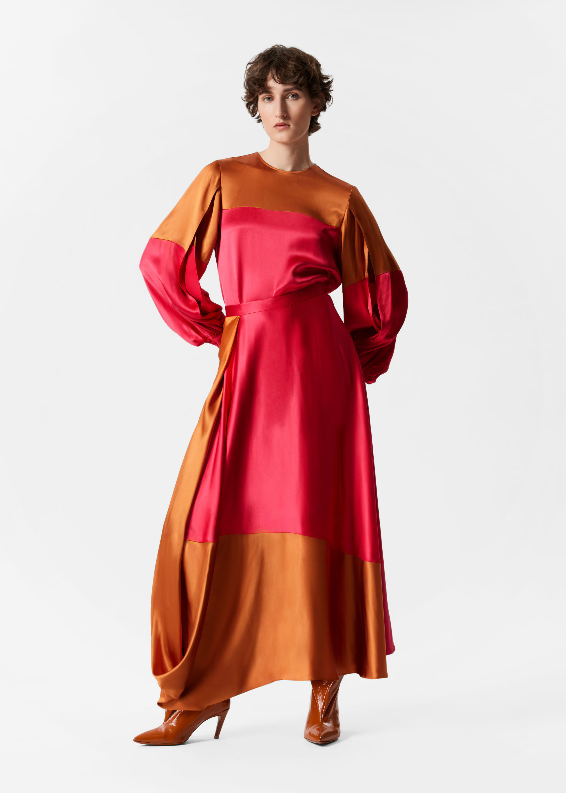 Colour-Block Satin Midi Skirt | & Other Stories UK