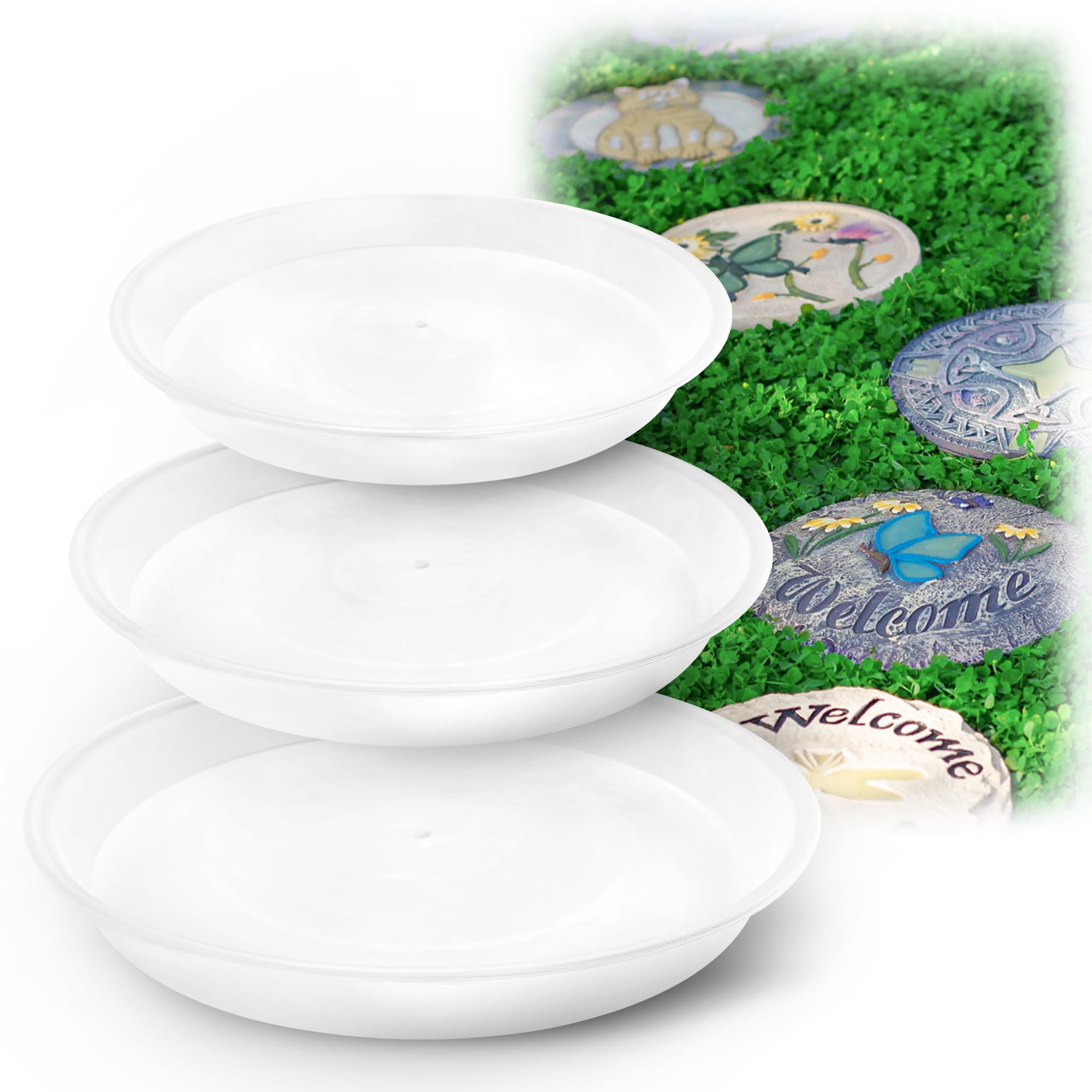 U0U 3 Size Round Stepping Stone Mold,10" 11.4" 12.6" Cement Molds for Concrete,White Plastic Conc... | Amazon (US)