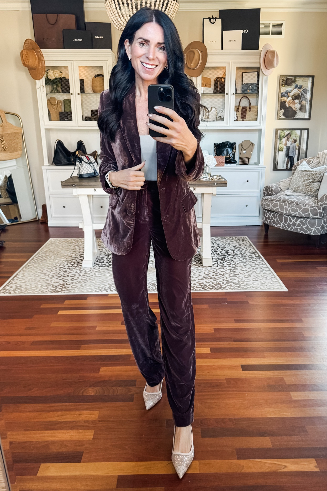 XS blazer
0 pants
Small bodysuit 

#LTKHoliday #LTKFindsUnder50 #LTKStyleTip