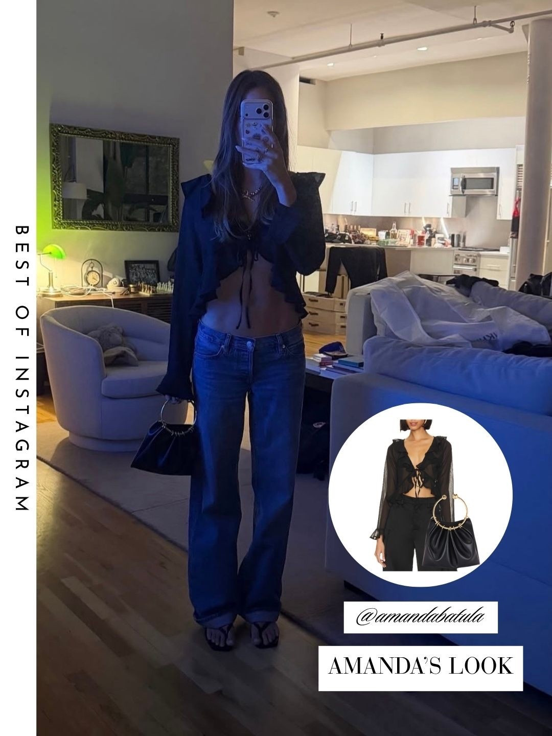 Amanda Batula’s Black Ruffle Top 📸 = @amandabatula