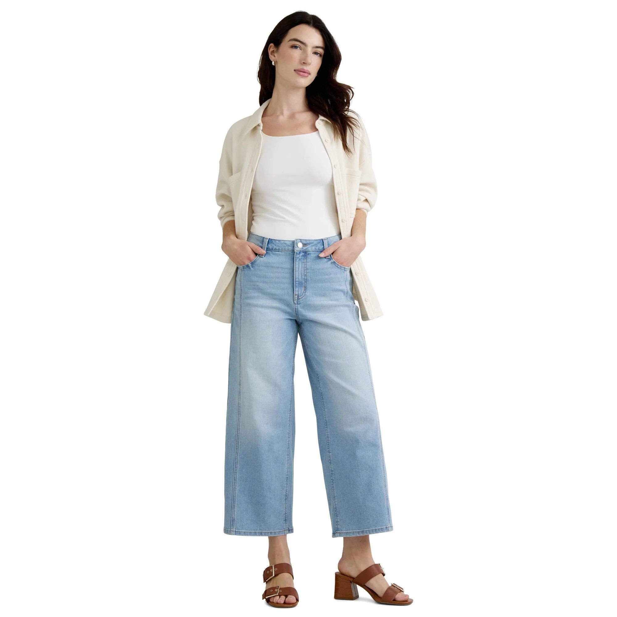 Time & Tru Women's Wide Leg Jean, 26" Inseam, Size Range 2-20 | Walmart (US)
