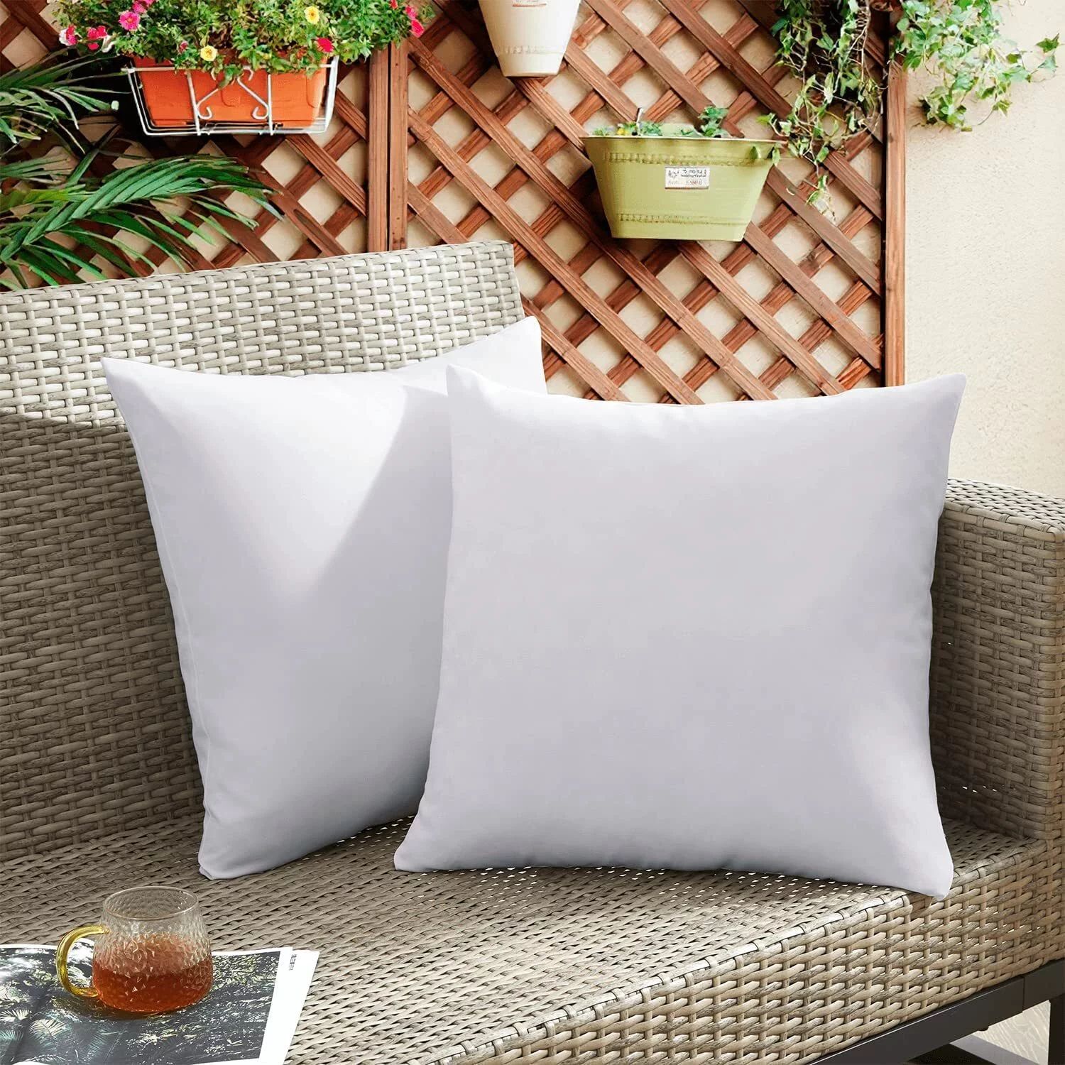 UNIKOME Outdoor Waterproof Throw Pillows "16" x "16" Feathers and Down Filled Square Solid Pillow... | Walmart (US)