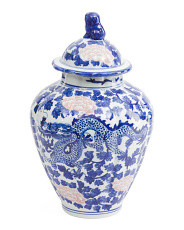 10x16 Peony Dragon Fluted Jar With Lid | TJ Maxx