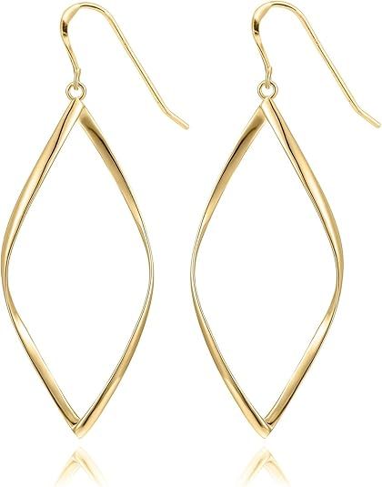 PAVOI 14K Gold Plated Dangle Earrings for Women | Infinity Cute Hanging Hoop Earrings | Amazon (US)