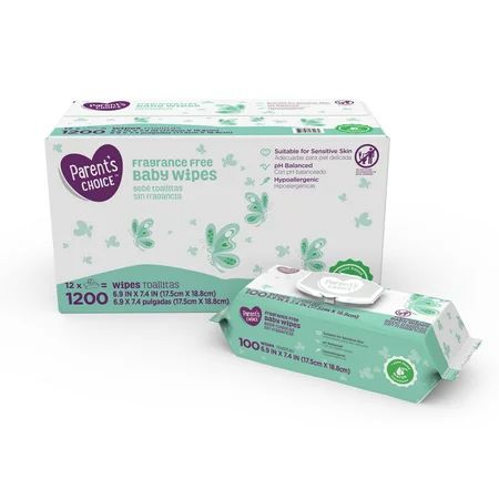 Parent's Choice Fragrance Free Baby Wipes, 12 packs of 100 (1200 count) | Walmart (US)