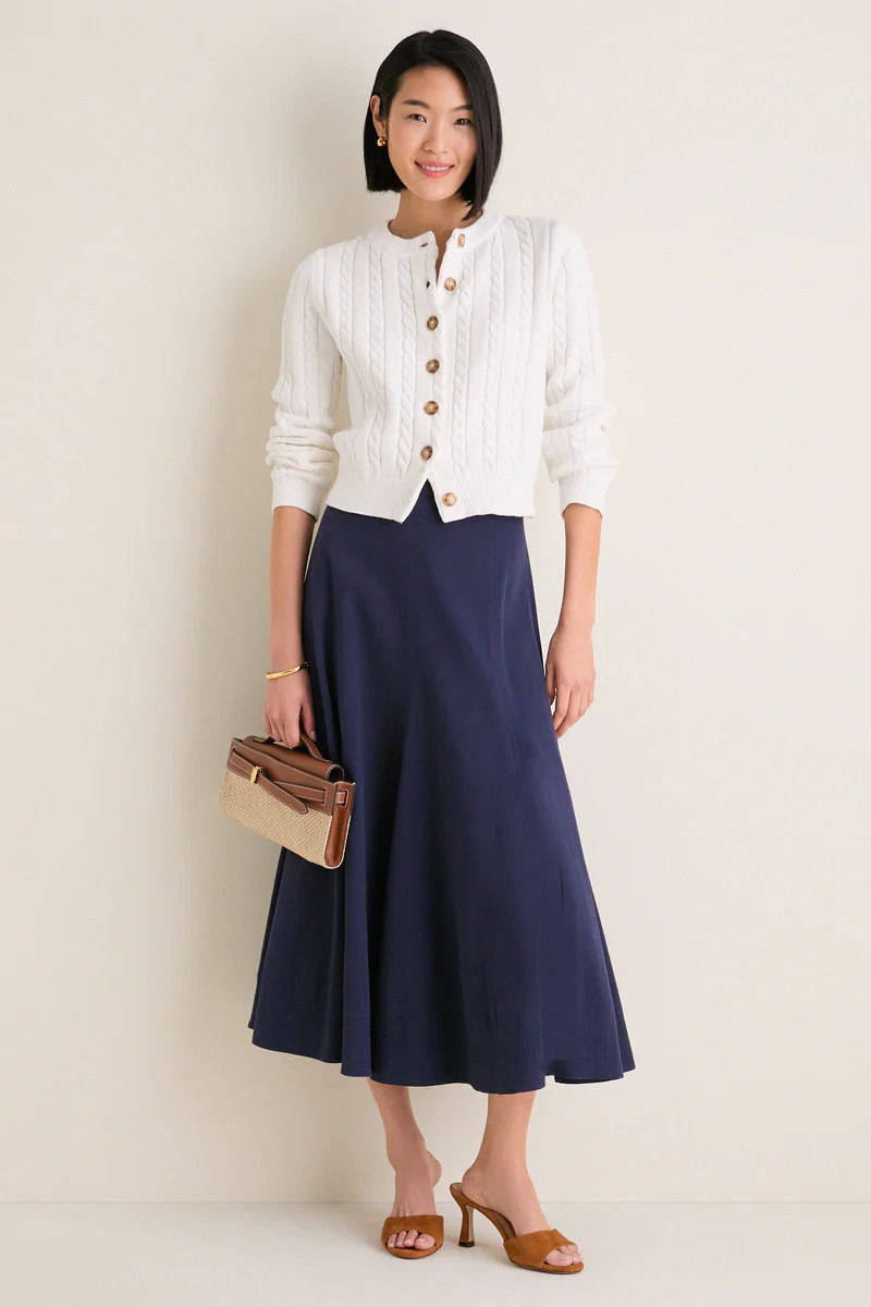 Ivory Cotton Cable Draper Cardigan | Tuckernuck (US)