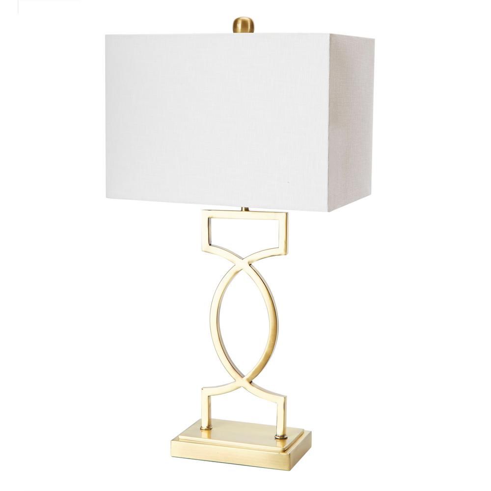 Silverwood Furniture Reimagined Estelle 24.5 in. Gold Table Lamp with Linen Shade-CPLT1377G-COM -... | The Home Depot