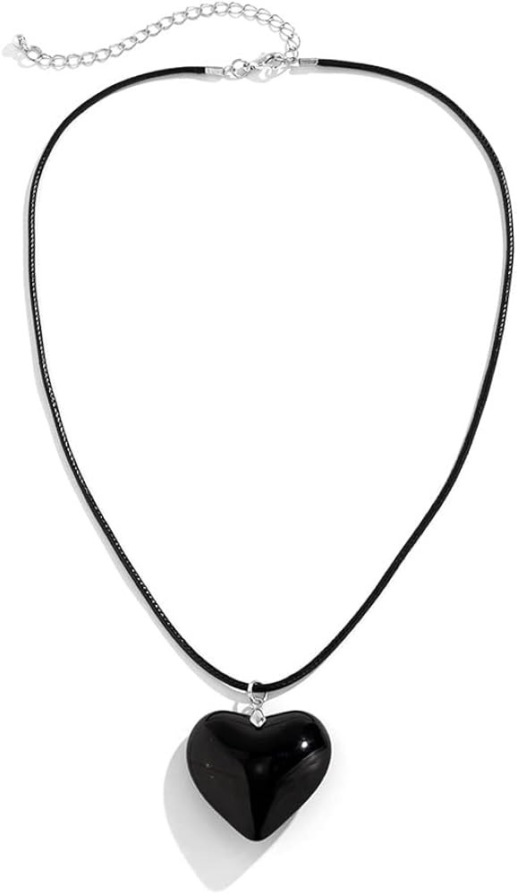 Fuqimanman2020 Chunky Big Love Heart Choker Necklace Pendant Adjustable Velvet Chain Glass Crysta... | Amazon (US)