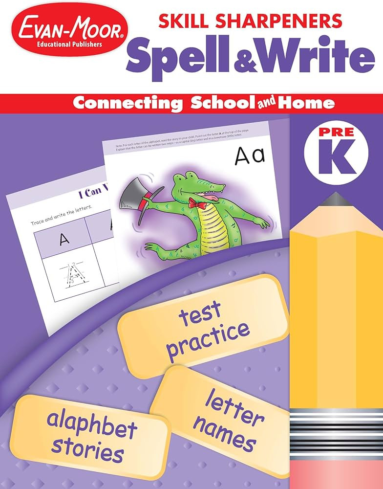 Evan-Moor Skill Sharpeners Spell and Write Workbook, Grade PreK, Alphabet Stories, Letter Names, ... | Amazon (US)