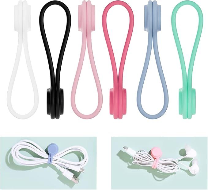 Amazon.com: 6pcs Silicone Magnetic Cable Ties 4.65" Twist Ties Enhanced Magnet Never Fall Off, Sn... | Amazon (US)