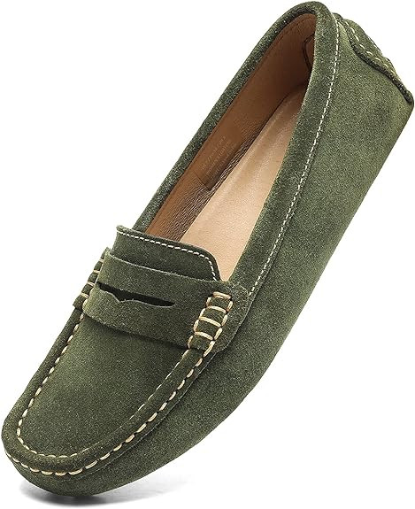 Osslue Women's Suede Leather Casual Penny Loafers Retro Ladies Moccasins Driving Mocs Comfort Sli... | Amazon (US)