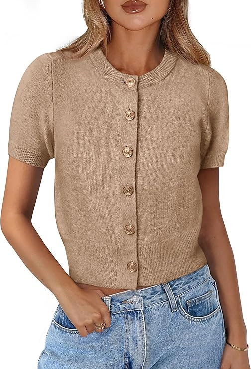 PRETTYGARDEN Womens Casual Summer Short Sleeve Cardigans 2026 Button Down Knitted Sweater Basic C... | Amazon (US)