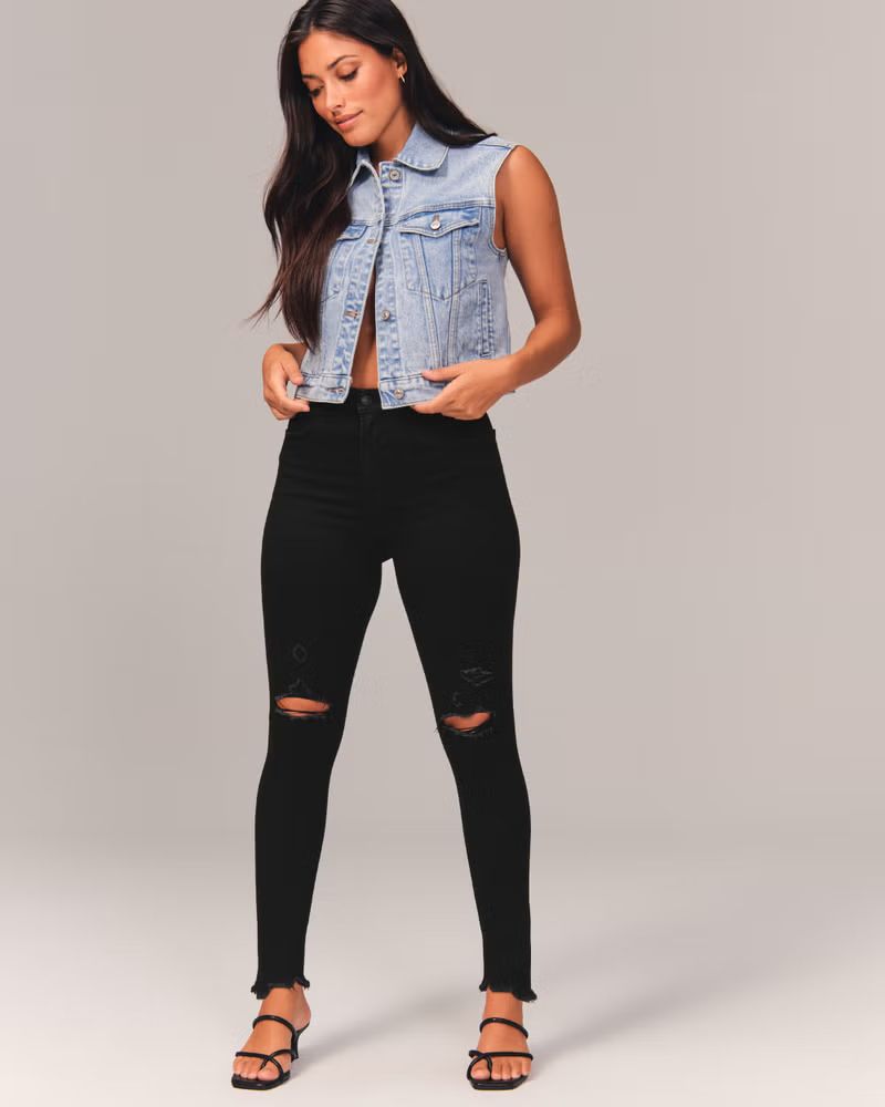 Women's Curve Love High Rise Super Skinny Ankle Jeans | Women's Bottoms | Abercrombie.com | Abercrombie & Fitch (US)