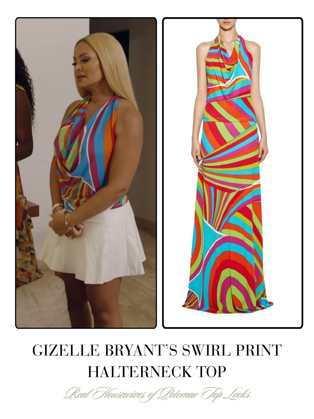 Gizelle Bryant’s Swirl Print Halterneck Top 