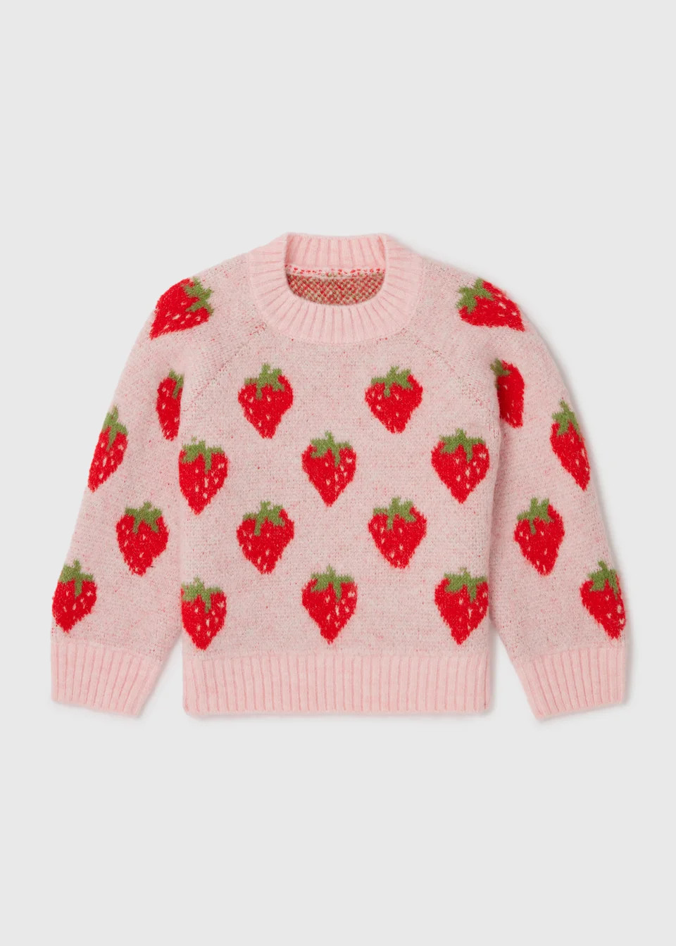 Girls Pink Strawberry Print Jumper (1-7yrs) - Age 6 - 7 Years | Matalan (UK)