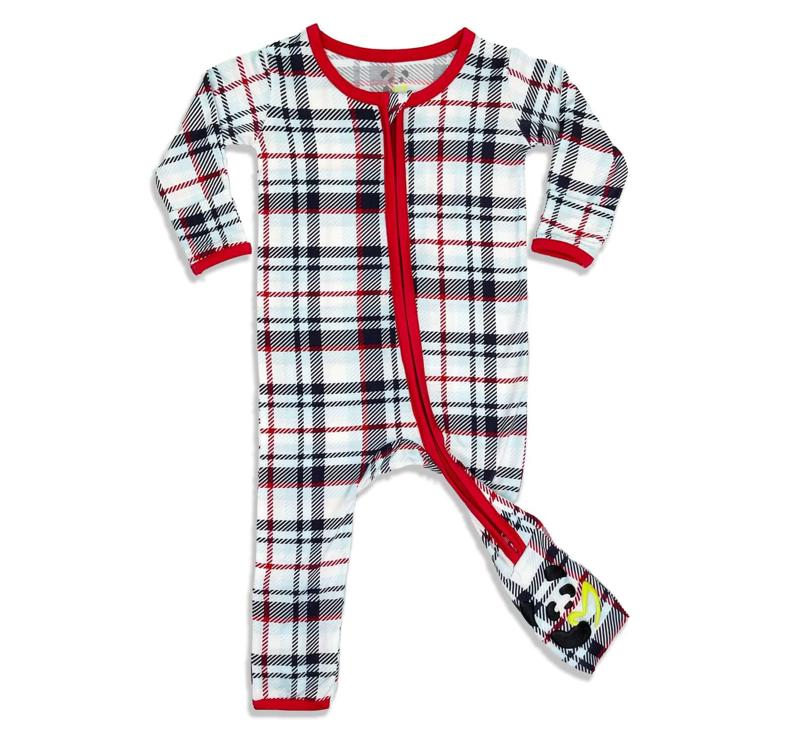 Original Holiday Plaid Bamboo Convertible Footie | Bellabu Bear