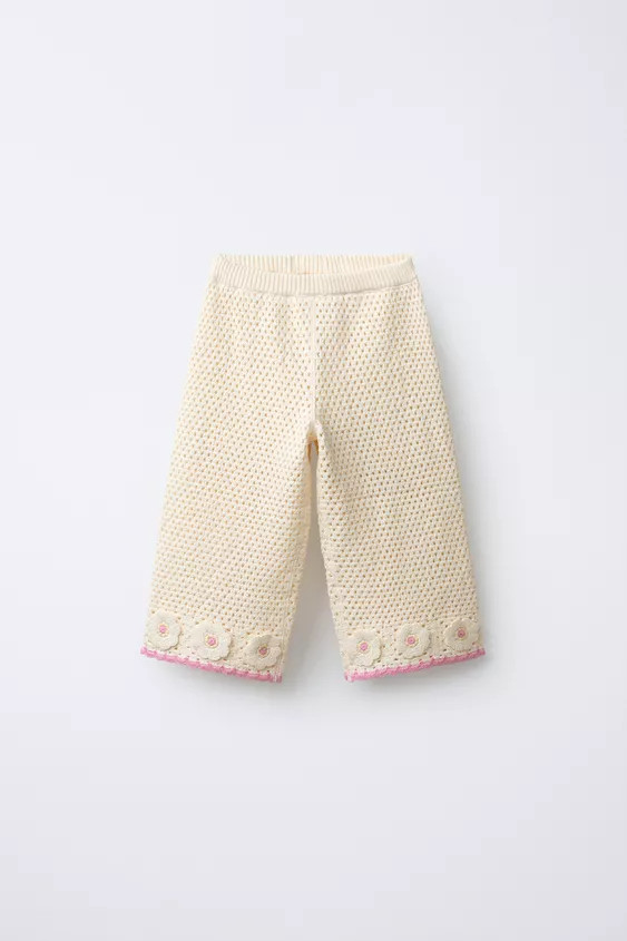 CROCHET KNIT FLORAL CULOTTES | Zara US