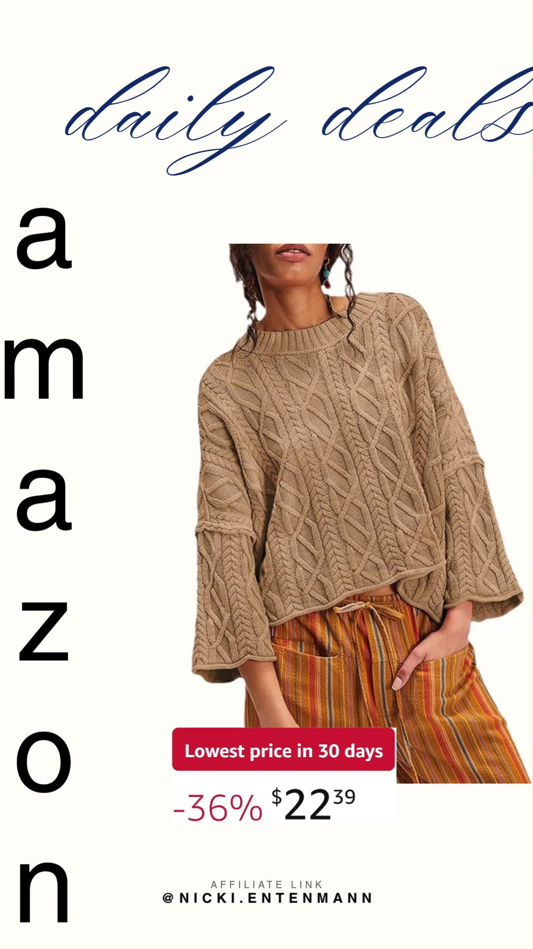 Cozy cable knit meets modern flair in this crewneck sweater with lantern sleeves and a boxy fit. A timeless piece that adds effortless charm to any outfit. ❄️🧶🌟  

#cableknit #crewnecksweater #lanternsleeve #knitsweater #boxysweater #casualwear #womenswear #style #fashionfinds #ootd
 

 #LTKdayinmylife #LTKootd #LTKSaleAlert