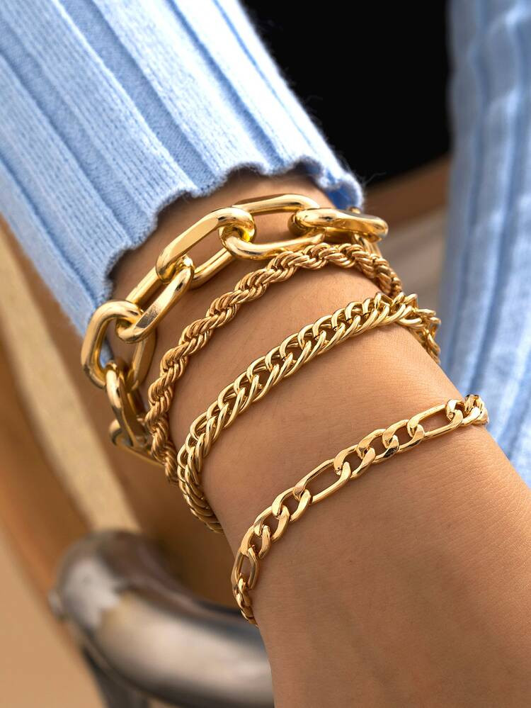 4pcs Minimalist Chain Bracelet | SHEIN