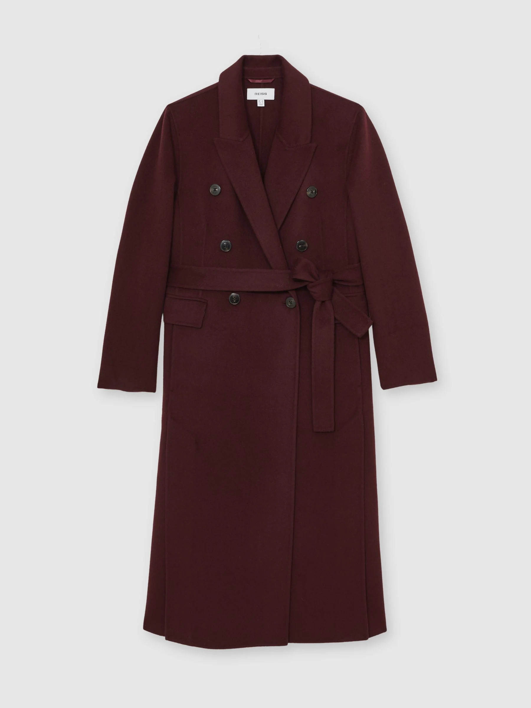 Reiss Reiss Burgundy Brogan Double-Breasted Blindseam Coat Wool-Blend | Next US