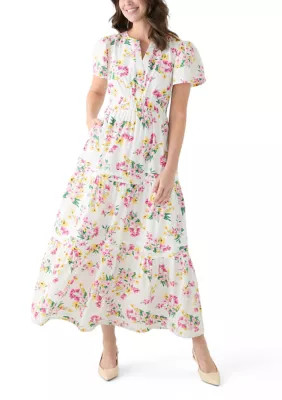 Crown & Ivy™ Women's Printed Waisted Midi Dress | Belk