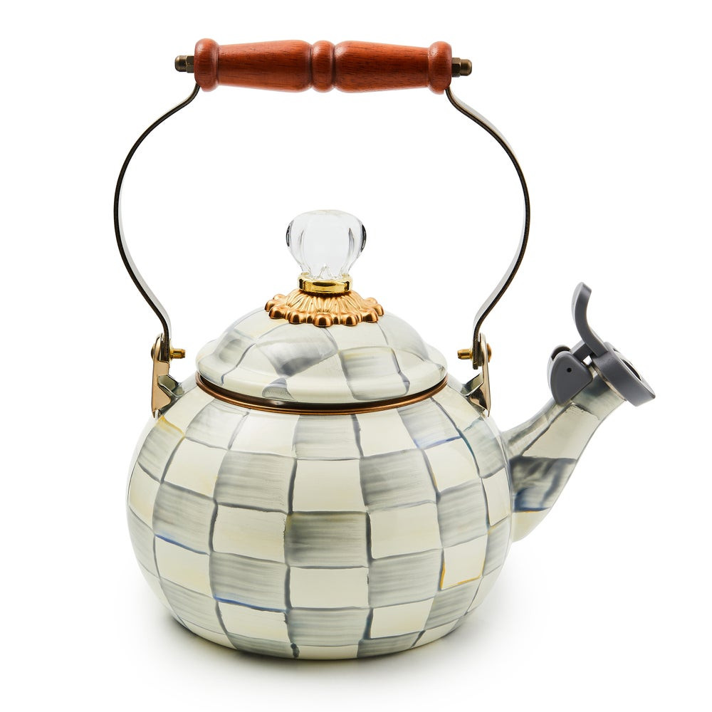 Sterling Check Whistling Tea Kettle | MacKenzie-Childs