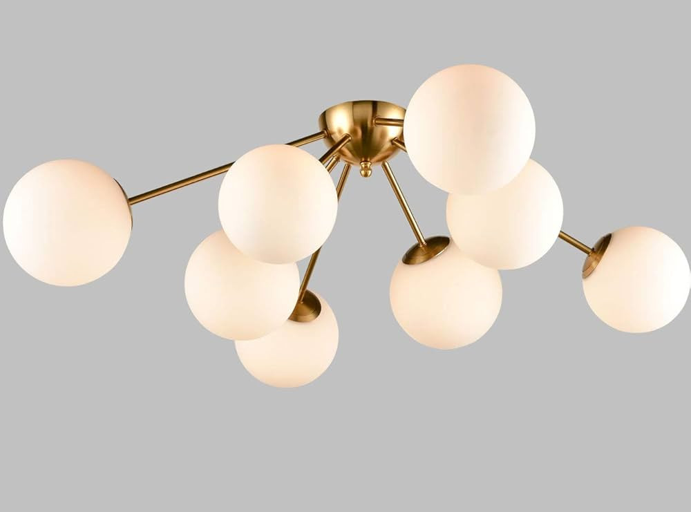 HOLKIRT Elegant Modern Globe Semi Flush Mount Ceiling Light, 8 Light Mid Century Sputnik Chandeli... | Amazon (US)