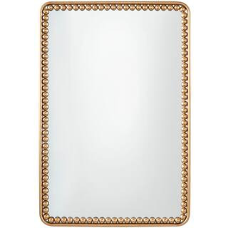 Gold Metal Wall Mirror with Beaded Detailing 24" x 2" x 36" By Ivory And Iris in Golden/Off-White | Michaels® | Michaels Stores