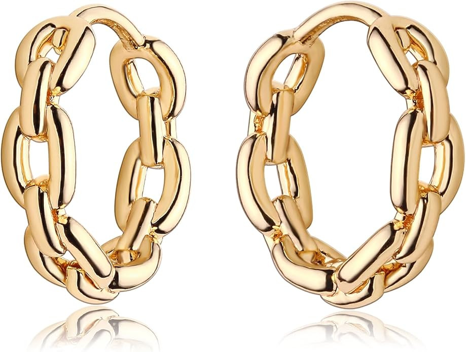 MEVECCO Gold Hoop Earrings for Women 18K Gold Plated Huggie Earrings for Everyday Jewelry | Amazon (US)