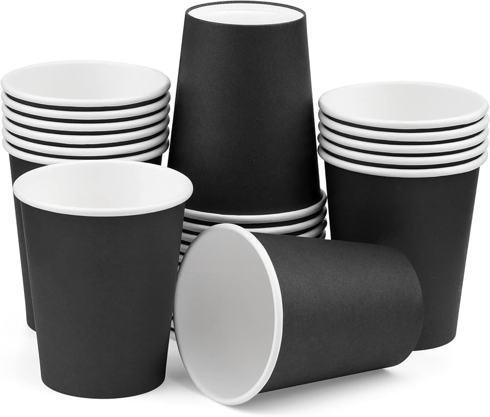 Nitlak 25 Pack 8oz Black Disposable Paper Coffee Cups, Hot Cup Coffee Cups, Paper Tea Cup, Party ... | Amazon (US)