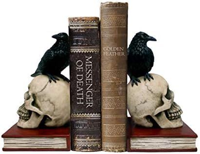 DWK - Murder and Mystery - Ravens on Skulls Bookends Gothic Poe Crow Reading Bookshelf Them for Y... | Amazon (US)