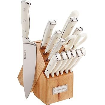 Cuisinart C77WTR-15P Triple Rivet Collection 15-Piece Cutlery Block Set, White | Amazon (US)