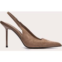 Mushroom Faux Suede Point Toe Sling Back Heeled Courts | PrettyLittleThing UK