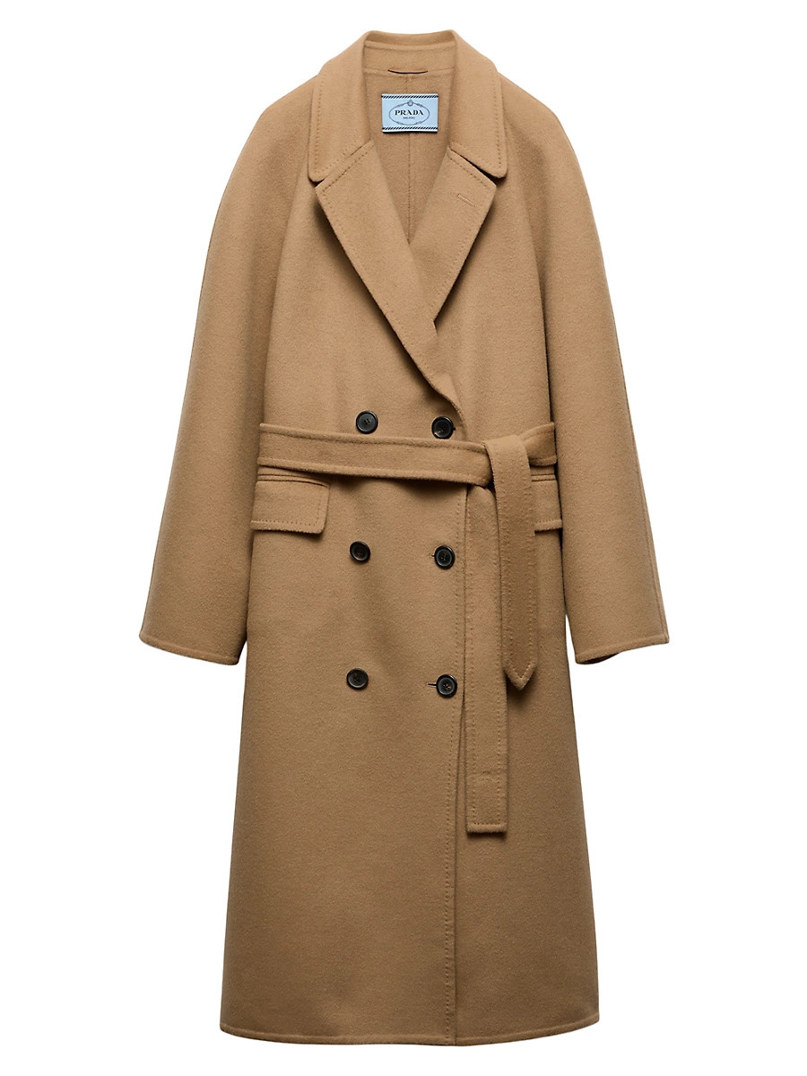 Women's Double-Breasted Cashgora Coat - Brown - Size 4 | Saks Fifth Avenue