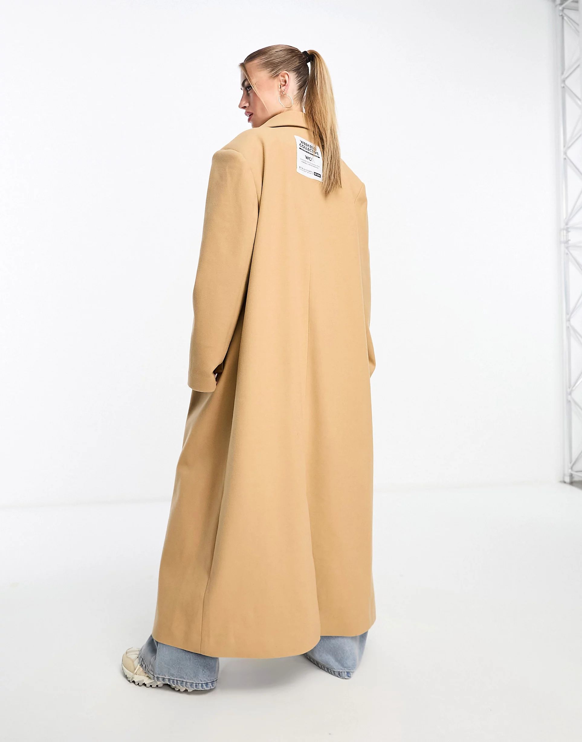 ASOS Weekend Collective oversized longline coat in camel | ASOS (Global)