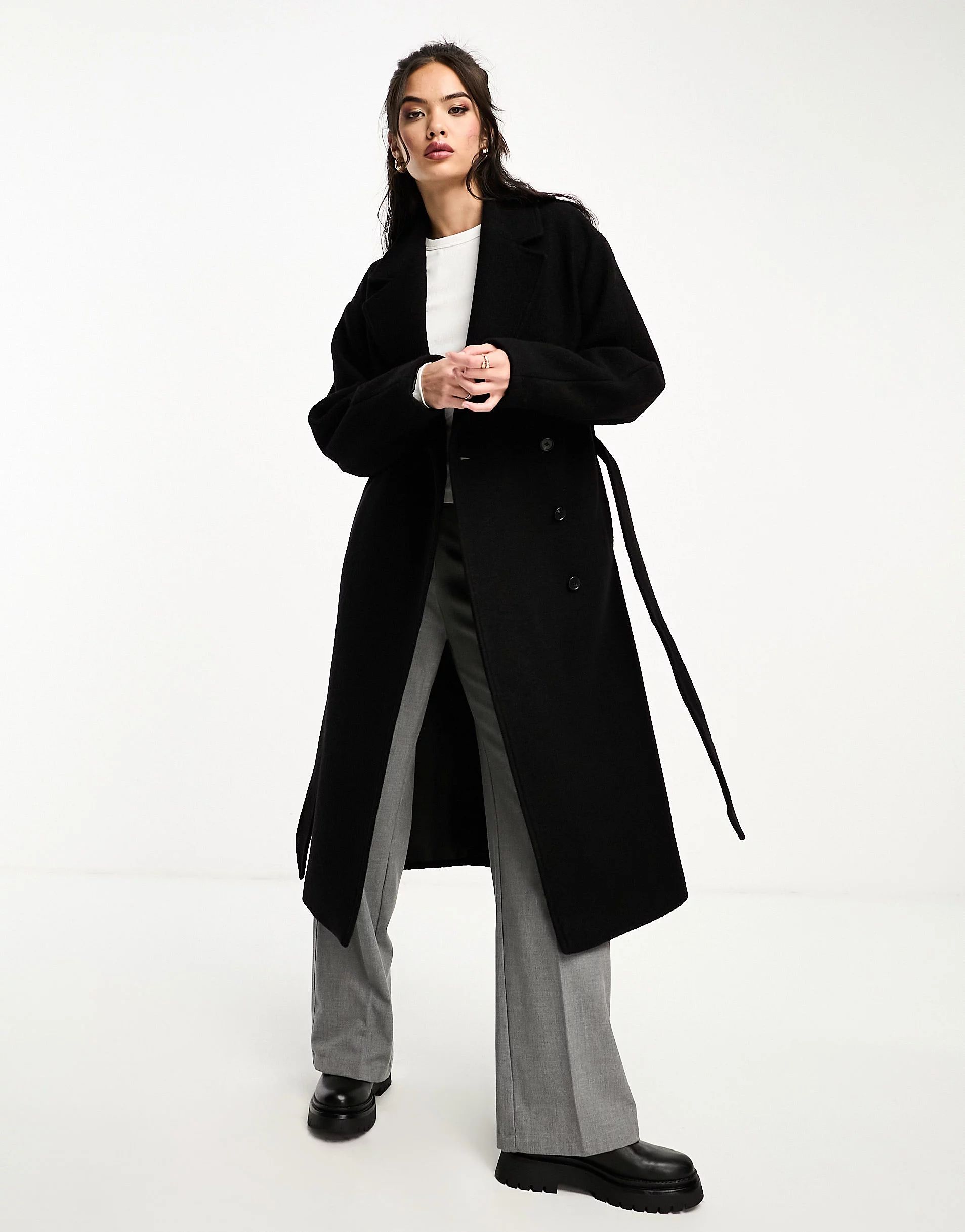 & Other Stories belted wool coat in black | ASOS (Global)