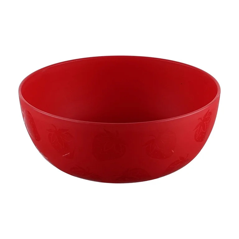 Mainstays 38 Ounce Round Plastic Strawberries Etched Cereal Bowl, Red | Walmart (US)