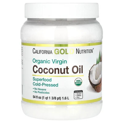 California Gold Nutrition, Superfoods, Cold Pressed Organic Virgin Coconut Oil, 54 fl oz (1.6 L) | iHerb