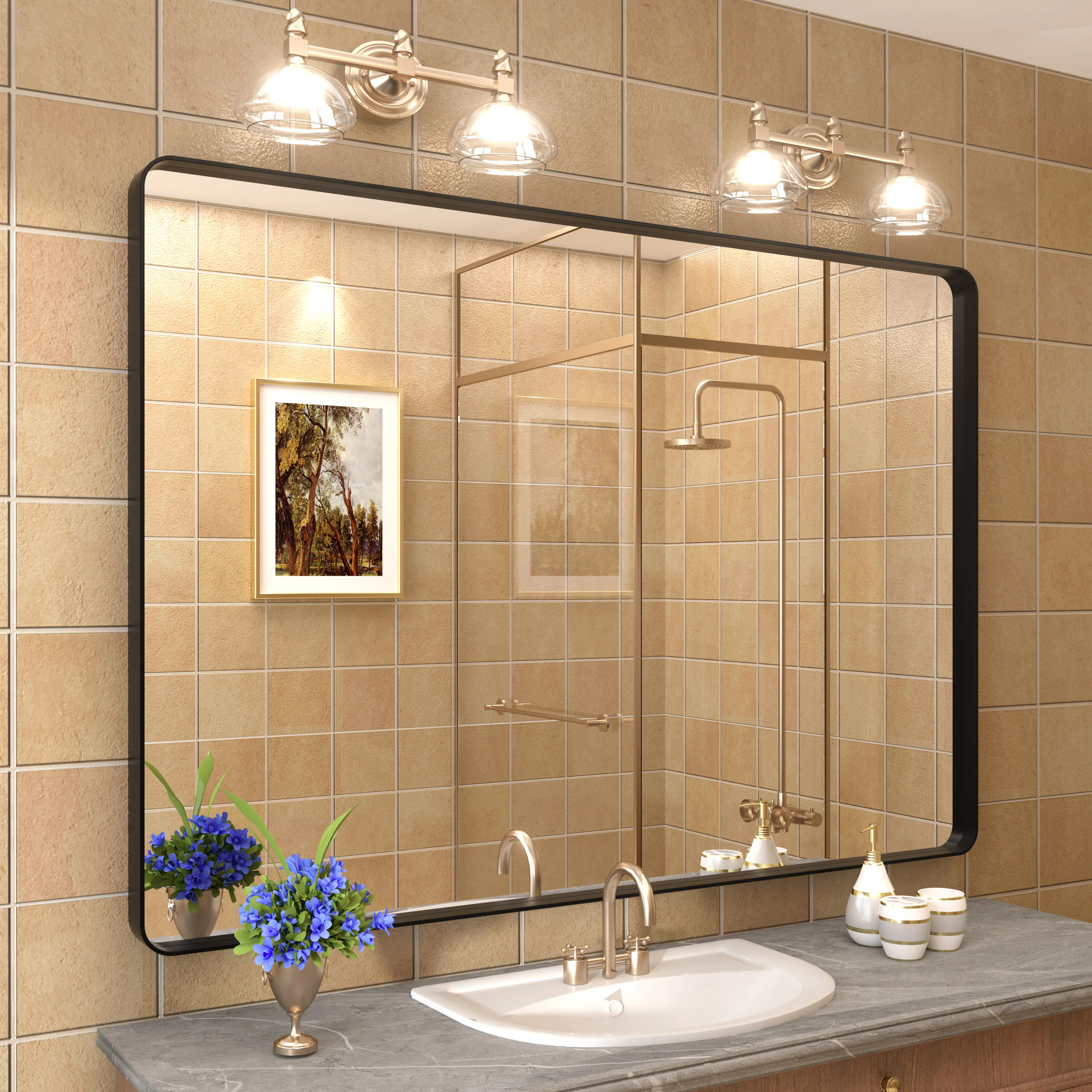 Orren Ellis Aevar Tempered Glass and Aluminum Alloy Framed French Cleat Mounted Wall Mirror & Rev... | Wayfair North America