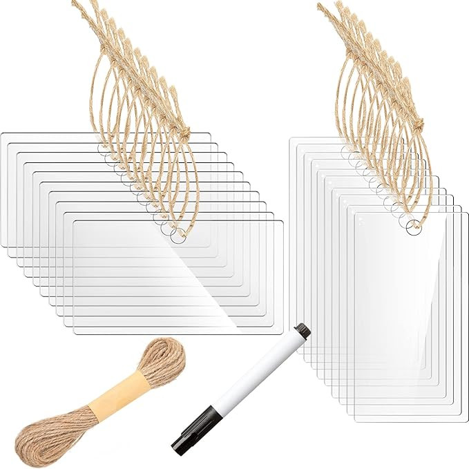 20 Pieces Acrylic Basket Labels Blank Acrylic Organizer Hanging Labels Kitchen Pantry Labels Sign... | Amazon (US)