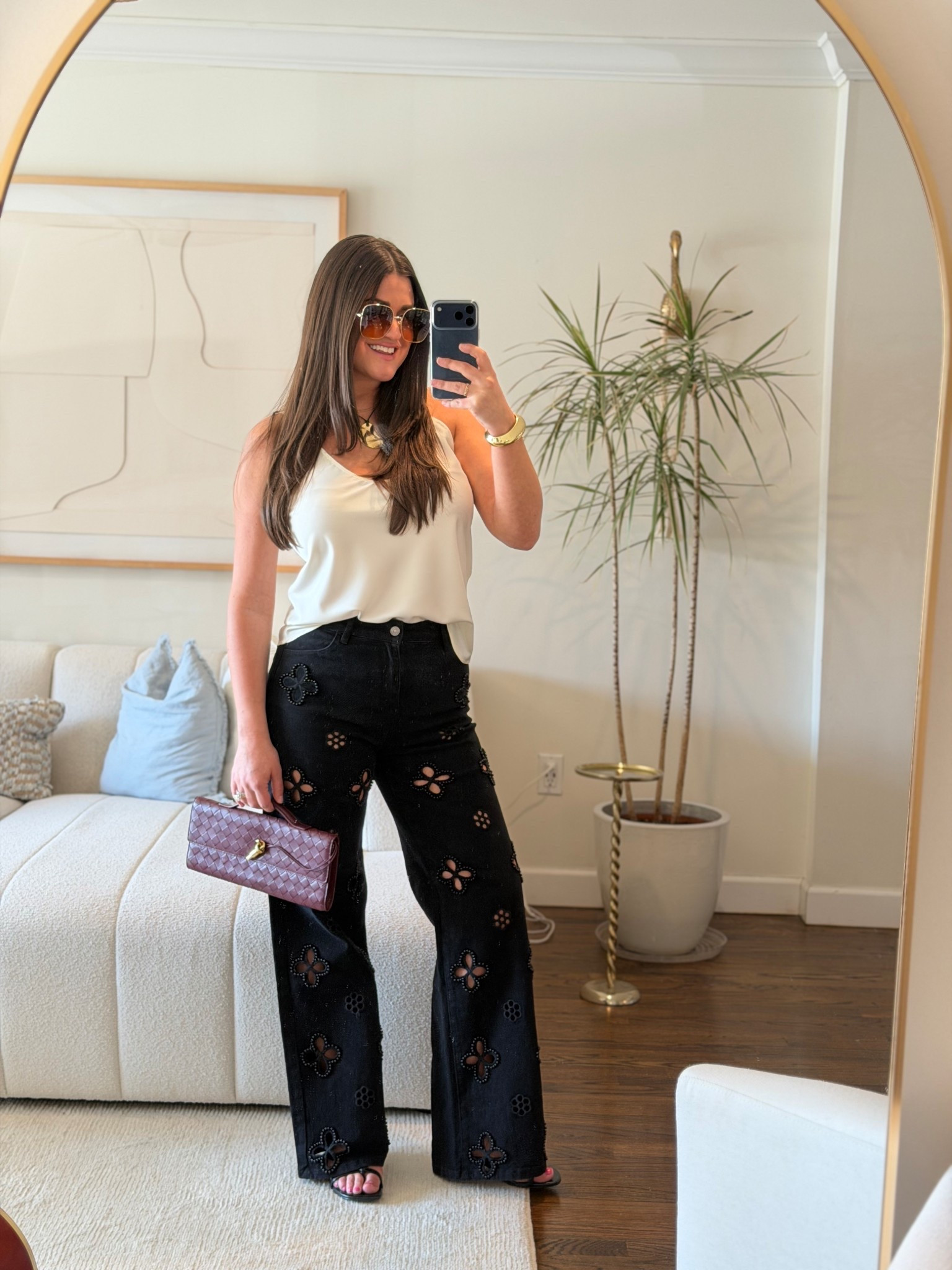 @thenolishop denim & silk tank!

#LTKootd