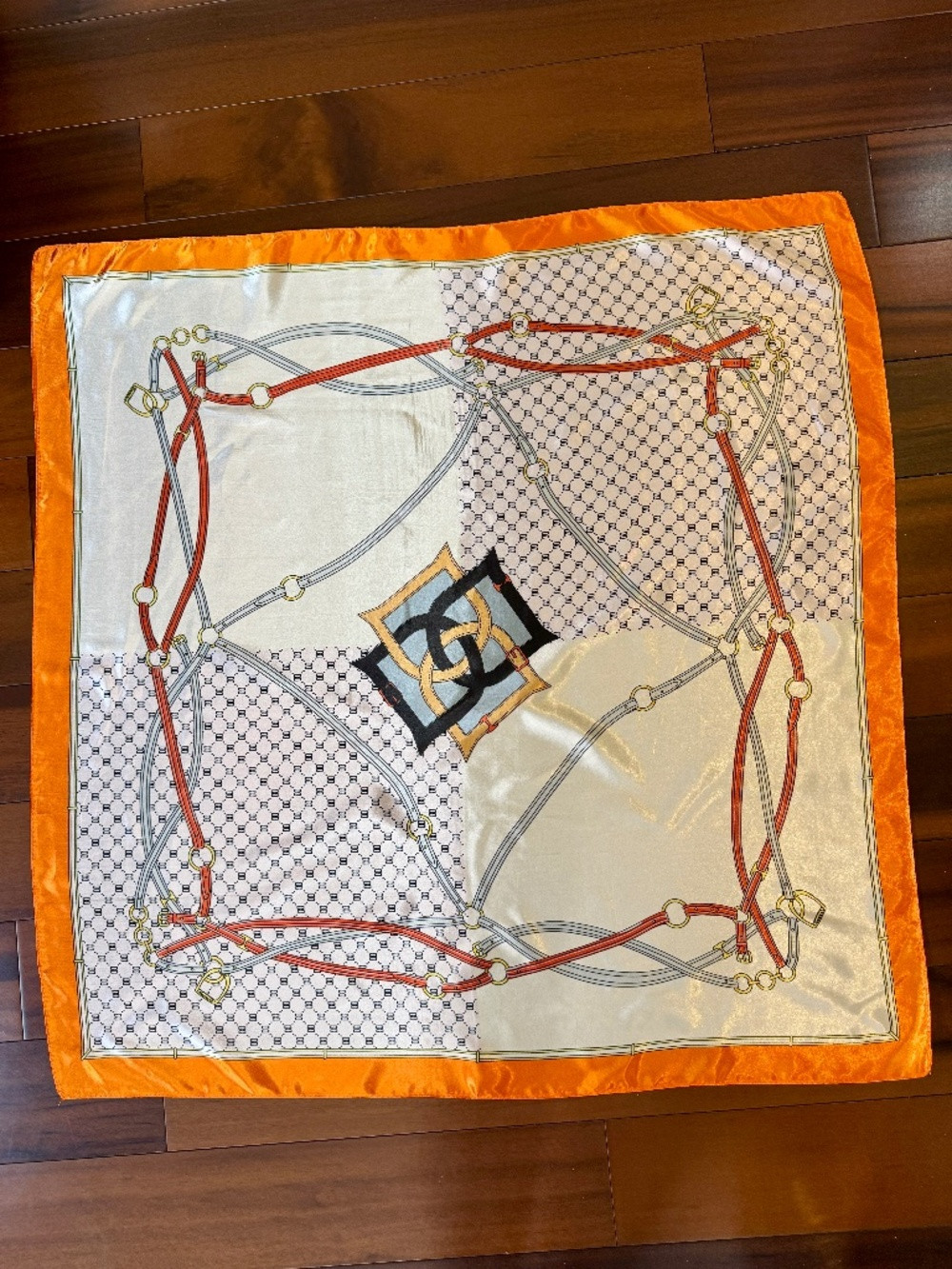 WOMEN'S ORANGE SILKY FEEL ABSTRACT PRINTED SQUARE SCARF - NEW IN PACKAGE | Poshmark