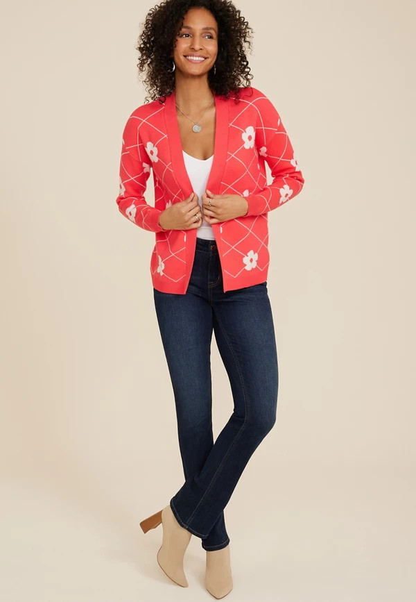 Floral Open Front Cardigan | Maurices
