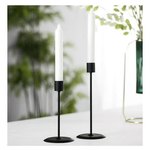 Puloru 2 Pieces Candle Holder, Solid Color Metal Candlestick Desktop Decor for Home Office, Black... | Walmart (US)
