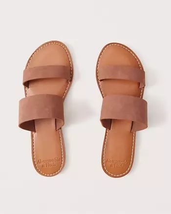 Double Strap Faux Leather Sandals | Abercrombie & Fitch US & UK