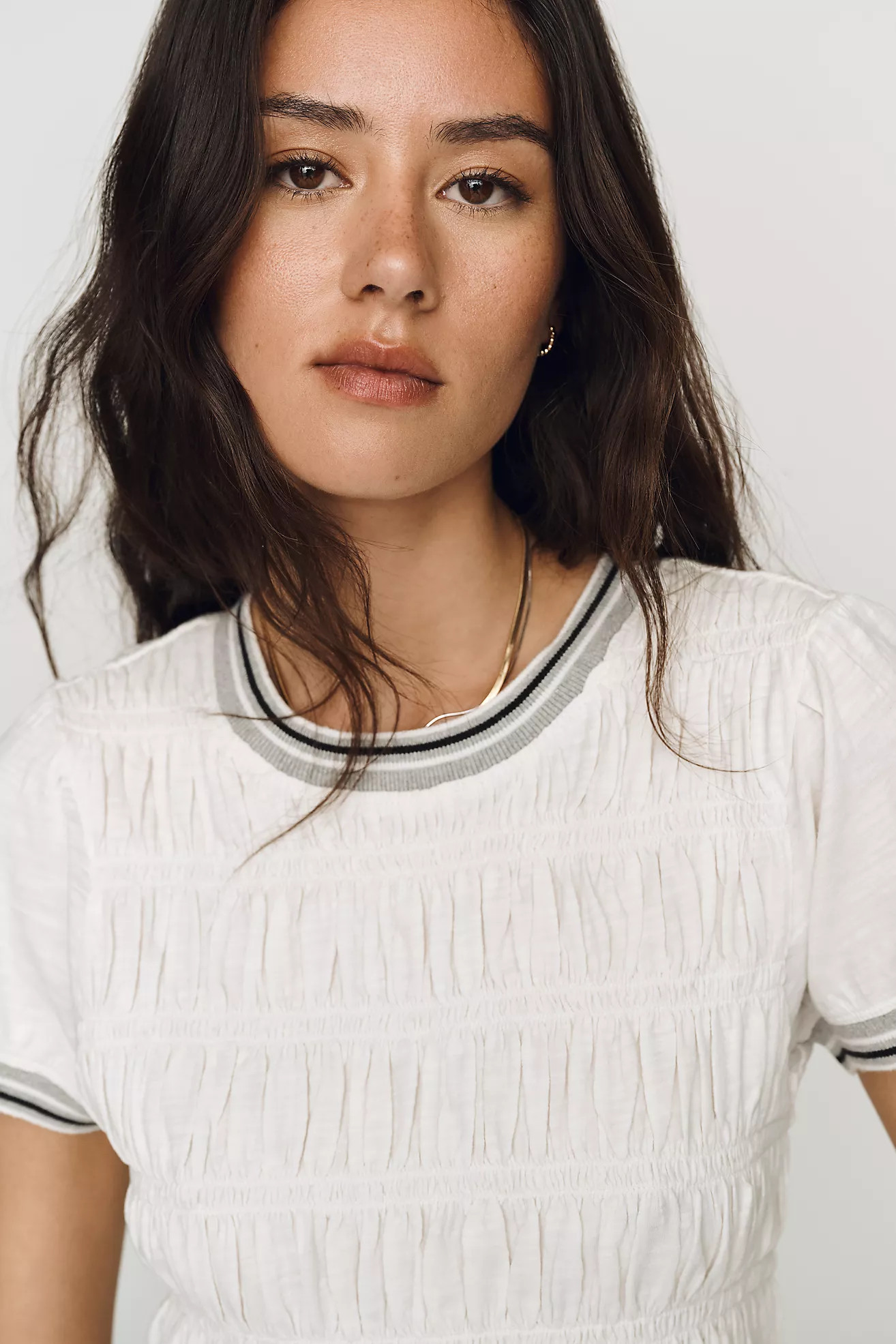 Pilcro Cotton Smocked Peplum Tee | Anthropologie (US)