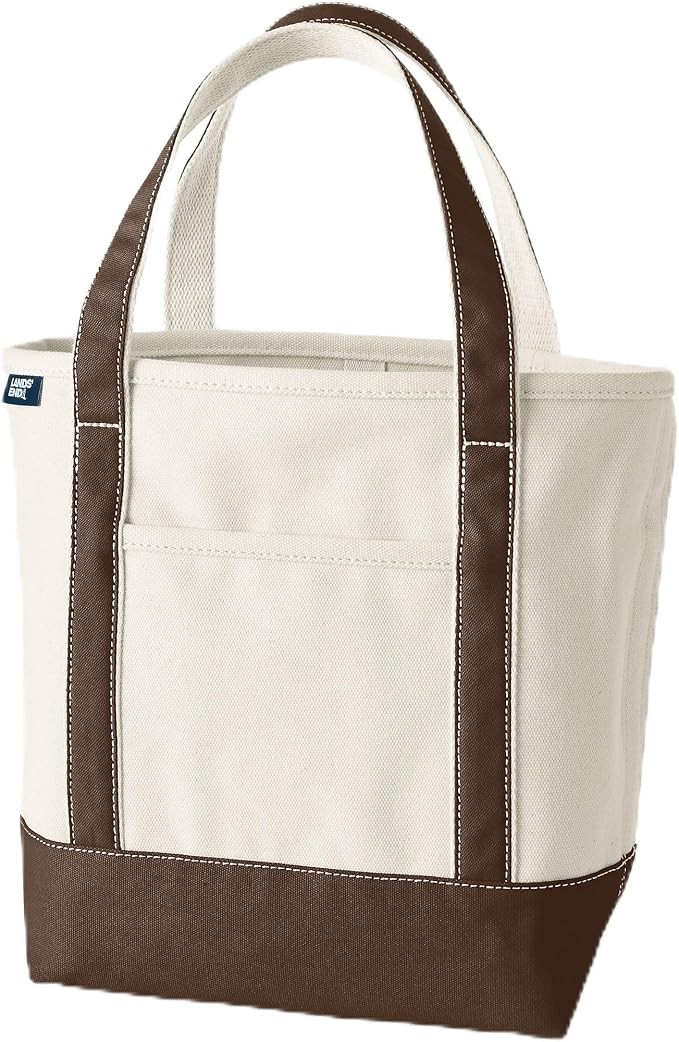 Lands' End Natural Open Top Canvas Tote Natural/brown Root Medium Regular Handle | Amazon (US)
