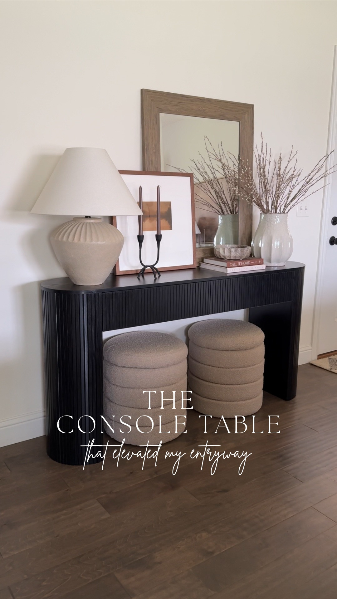 This Amazon fluted console table instantly gave this space the elevated, modern organic feel I was going for. I love the sleek black finish, curved details, and hidden seamless drawers that add storage without taking away from the design. It’s sturdy, functional, and such a beautiful statement piece for an entryway ✨ Under $200!

#LTKHome #LTKSaleAlert